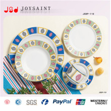 Conjuntos de jantar de forma redonda atacado design simples em louça de porcelana